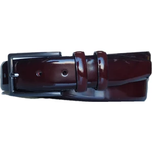 %100 Çift Kat Deri Bordo Düz Rugan Kumaş Pantolon Kemeri 3.5cm