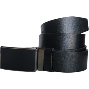 %100 Deri Kapaklı Pimli Tokalı Siyah Kanvas Pantolon Kemeri 4cm