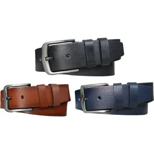 %100 Deri 3'lü Set Düz Kot Pantolon Kemeri 4.5cm: Siyah -Taba - Lacivert