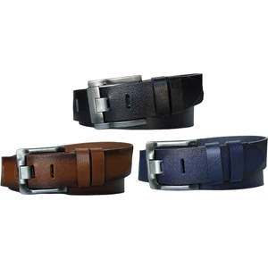 %100 Deri 3'lü Set Kalın Dilli Kot Pantolon Kemeri 4.5cm: Siyah-Lacivert -Taba