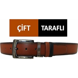 %100 Deri Çift Taraflı 4cm Kemer : Taba / Siyah