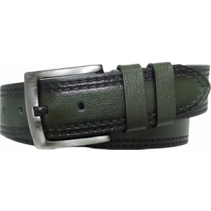 %100 Tek Kat Deri Çift Dikiş Desen Yeşil Kot Pantolon Kemeri 4.5cm