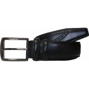 %100 Deri Desenli Siyah Klasik Kumaş Pantolon Kemeri 3.5cm