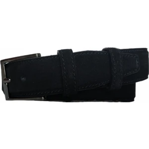 %100 Deri Siyah Süet Kumaş Pantolon Kemeri 3.5 cm