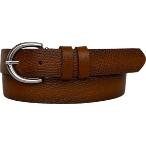 Deri Gümüş Tokalı Taba Baskılı Kadın Kemeri, 3cm