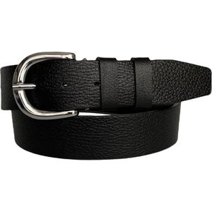 Deri, Gümüş Tokalı Siyah Kadın Kot Kemeri 4 cm