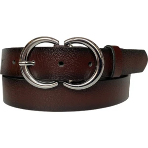 Deri Gümüş Cɔ Tokalı Bordo Kadın Kemeri, 3cm