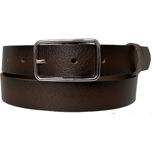 Deri Gümüş Dikdörtgen Tokalı Koyu Kahverengi Kadın Kemeri, 3cm