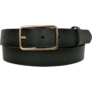 Deri Gold Dikdörtgen Tokalı Yeşil Kadın Kemeri, 3cm