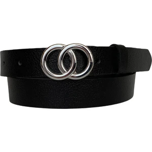 Deri Gümüş Oo Tokalı Siyah Kadın Kemeri, 3cm