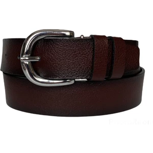 Deri, Gümüş Tokalı Bordo Kadın Kot Kemeri 4 cm