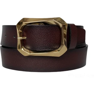 Deri, Gold Tokalı Bordo Kadın Kot Kemeri 4 cm