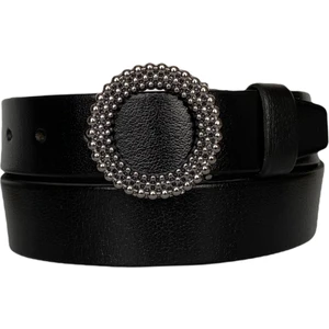 Deri, Siyah Nikel Tokalı Siyah Kadın Kemeri 4 cm