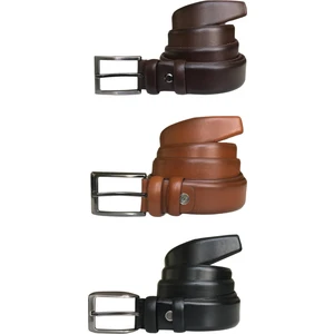 Kaliteli Deri 3'lü Set Klasik Kumaş Pantolon Kemeri; Siyah, Kahverengi, Taba 3,5 cm