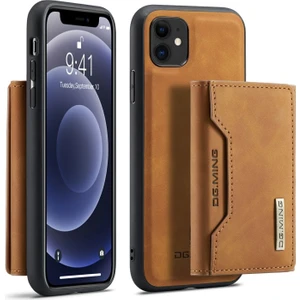 M2 Serisi Tcüzdan + Deri Kaplamalı iPhone 11 Için 6.1 Inç Kılıfı - Kahverengi (Yurt Dışından)