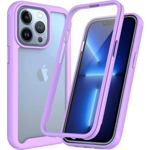 iPhone 13 Pro Max Için 360° Korumalı 3'ü 1 Arada Pet Ekran Filmli Telefon Kılıfı - Mor (Yurt Dışından)