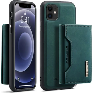 M2 Serisi Tcüzdan + Deri Kaplamalı iPhone 11 Için 6.1 Inç Kılıfı - Yeşil (Yurt Dışından)
