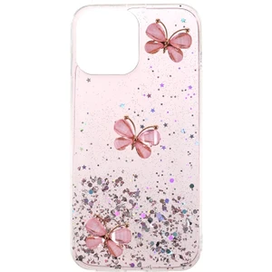 iPhone 13 Için 3D Kelebek Desenli Işıltılı Epoksi Tpu Kılıf - Pembe (Yurt Dışından)