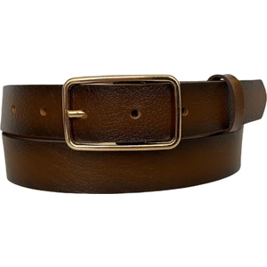 Deri Gold Dikdörtgen Tokalı Tosado Kadın Kemeri, 3cm