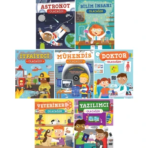 Astronot - Bilim Insanı - Itfaiyeci - Mühendis - Doktor - Veteriner - Yazılımcı Olacağım 7 Kitap Set