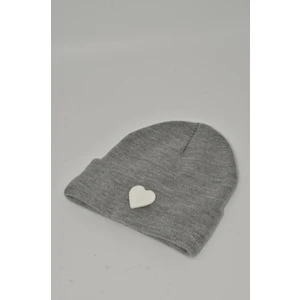 Sevgililer Günü Özel Koleksiyonu Beyaz Kalp Figürlü Gri Renk Unisex Erkek/Kadın Bere