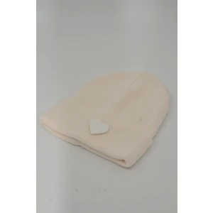 Sevgililer Günü Özel Koleksiyonu Beyaz Kalp Figürlü Krem/Beyaz Renk Unisex Erkek/Kadın Bere
