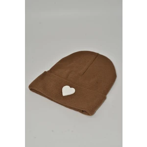 Sevgililer Günü Özel Koleksiyonu Beyaz Kalp Figürlü Kahverengi Renk Unisex Erkek/Kadın Bere