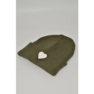 Sevgililer Günü Özel Koleksiyonu Beyaz Kalp Figürlü Koyu Yeşil Renk Unisex Erkek/Kadın Bere