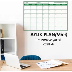 Pratik Mini Aylık Plan Çizelgesi -56X85 cm Kağıt Tahta + Doldurulabilir Silgili Tahta Kalemi Hediye