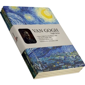 Van Gogh 4'lü Defter Seti 1  Night Series  Çizgisiz  64 Sayfa  14X21CM