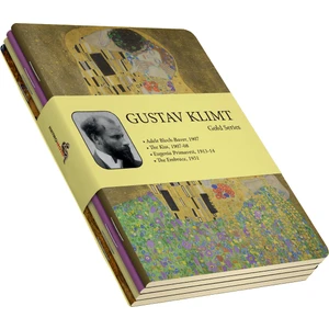 Gustav Klimt 4'lü Defter Seti 1  Gold Series  Çizgisiz  64 Sayfa  14X21CM