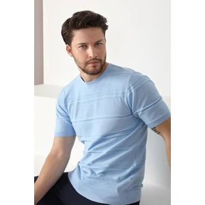 Mavi Bisiklet Yaka Erkek Pamuk Triko T-Shirt