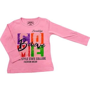 İpek Atlas Kız Pembe Yazılı Yumuşak Sweatshirt