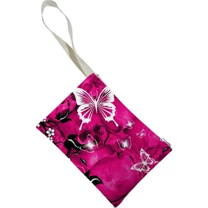 Unisex Pembe Kelebek Desenli Portföy Clutch Çanta