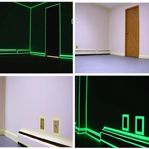 Pileli Store Karanlıkta Işık Veren  Yansıyan 4 Metre Fosforlu Yeşil Şerit Bant