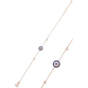 Söğütlü Silver Gümüş Rose Zirkon Taşlı Nazar Bileklik