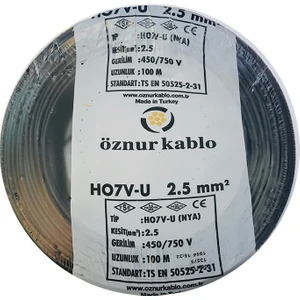 2,5 mm Nya Kablo - 100 Metre Siyah