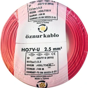 2,5 mm Nya Kablo - 100 Metre Kırmızı