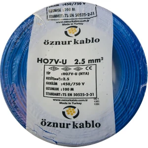2,5 mm Nya Kablo - 100 Metre Mavi