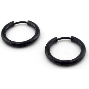 Ince Halka Çelik Küpe Siyah Renk