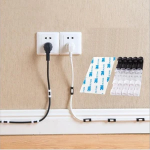 Yapışkanlı Mini 20LI Klips USB Pc Adaptör Kablo Tutucu Aparat Şeffaf