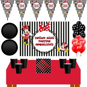 Parti Furyası  Minnie Mouse  Afişli  16 Kişilik Doğum Günü Parti Malzemeleri