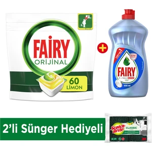 Fairy Hepsi Bir Arada 60 Yıkama Bulaşık Deterjanı Tableti / Kapsülü Limon + Platinum Hijyen 500 ml