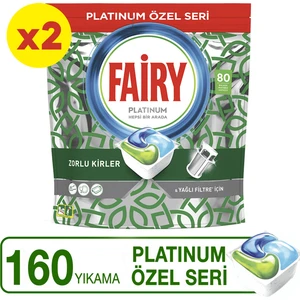 Platinum Yeşil 160 Yıkama Bulaşık Makinası Deterjanı Tableti / Kapsülü 80 x 2