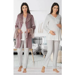 Effort 8088 Kadife Lohusa Pijama Sabahlık Takım