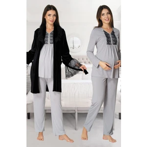 Effort 8088 Kadife Lohusa Pijama Sabahlık Takım