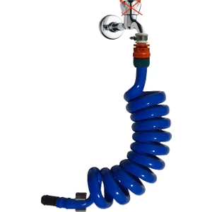 Spiral Wc Taharet Hortumu Rekorlu ve Duvara Sabitlemeli 110 Cm Mavi
