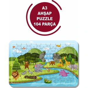 Sevimli Hayvanlar A3 104 Parça Puzzle, Oyuncak, Yapboz