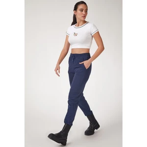 AQE FASHION Kadın Dar Kesim Lastikli Eşofman Lacivert