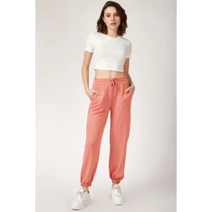 AQE FASHION Kadın Dar Kesim Lastikli Eşofman Pembe